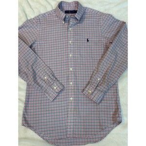 Polo Ralph Lauren Shirt Mens S Small Button Up Multicolor Pastel Plaid Pony